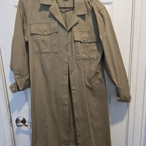 Eddie Bauer Khaki Button-Up Shirt Dress Condition Good